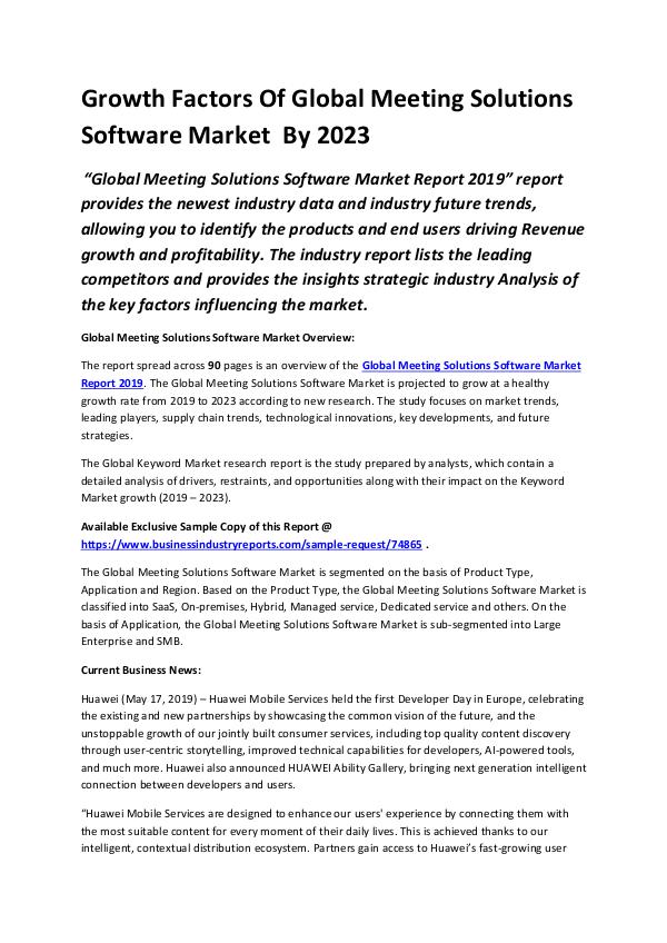 Market Research Reports Global Meeting Solutions Software Market 2019 - 20