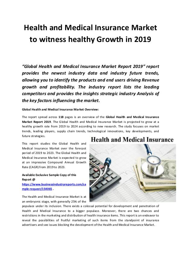 Market Research Reports Global Health and Medical Insurance Market Revenue