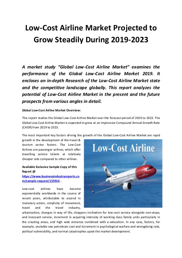 Market Research Reports Global Low Cost  Airline Market 2019