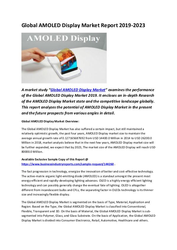 Market Research Reports Global AMOLED Display Market Report 2019