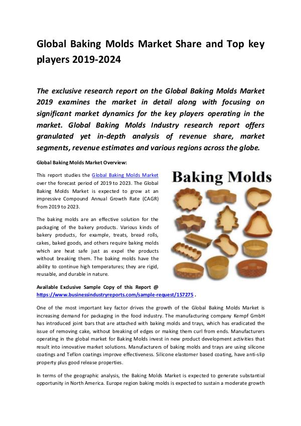 Market Research Reports Global Baking Molds Market Report 2019 (1)