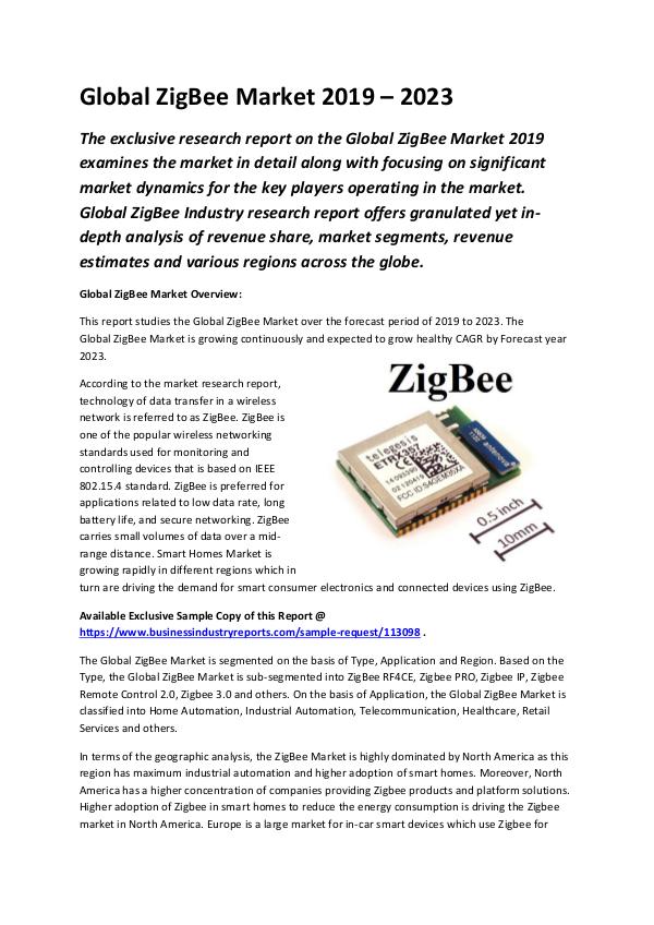 Global ZigBee Market 2019 - 2023-converted