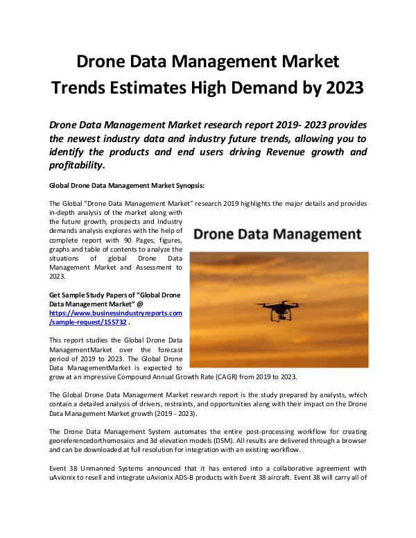Market Research Reports Global Drone Data Management Market to Witness Rob