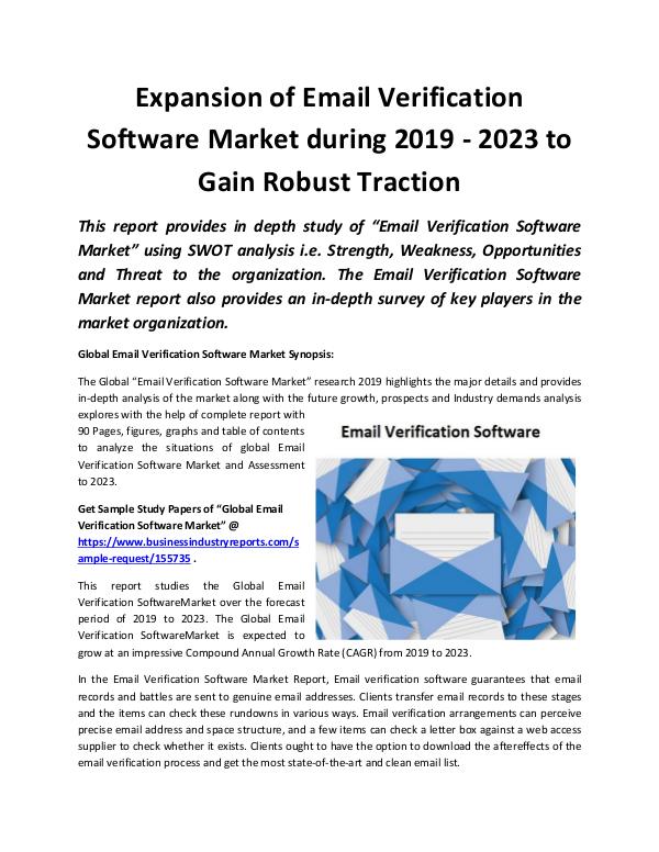 Market Research Reports Global Email Verification Software Market 2019