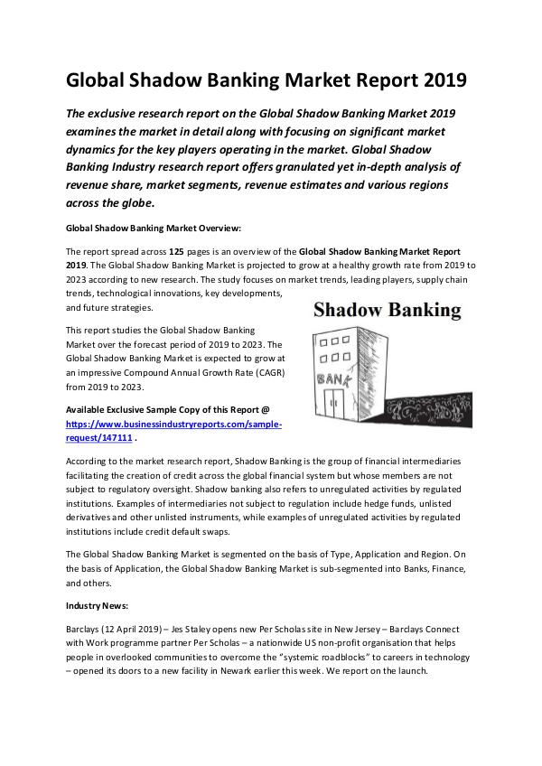 Market Research Reports Global Shadow Banking Market Report 2019-converted