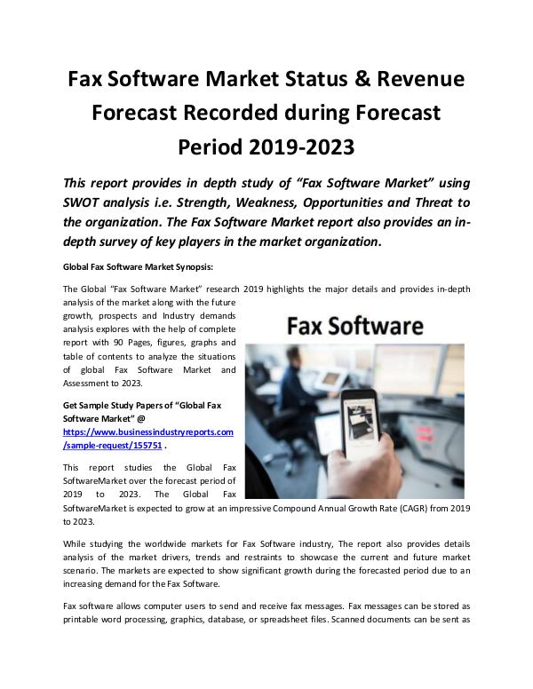 Market Research Reports Global Fax Software Market Revenue Growth Predicte