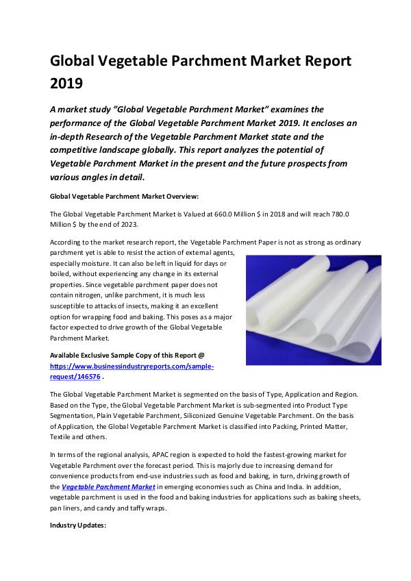 Market Research Reports Global Vegetable Parchment Market Report 2019-conv