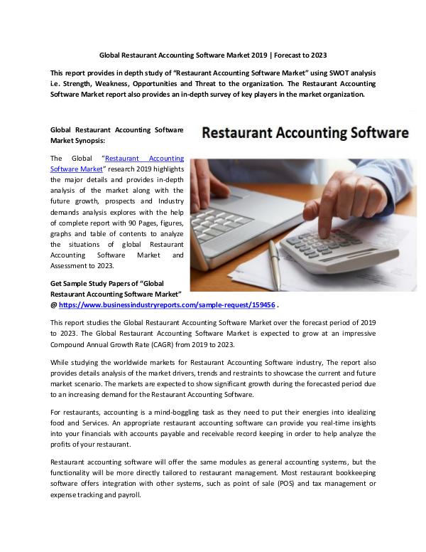 Market Research Reports Global Restaurant Accounting Software Market Repor