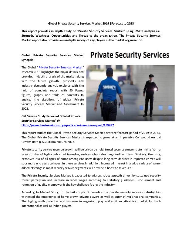 Market Research Reports Global Private Security Services Market Report 201