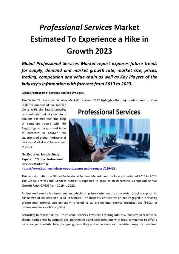 Market Research Reports Global Professional Services Market 2019