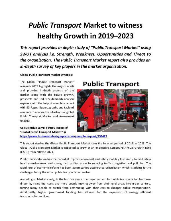Market Research Reports Global Public Transport Market 2019