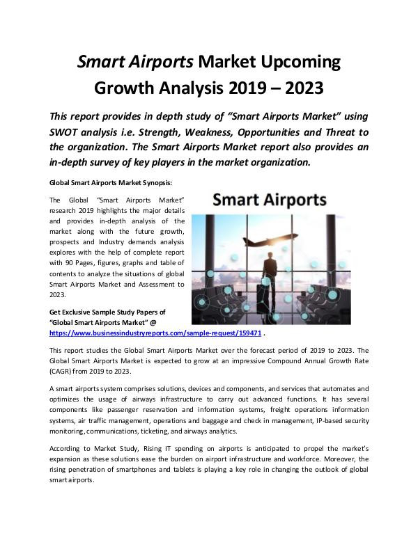 Market Research Reports Global Smart Airports Market Growth Analysis 2019