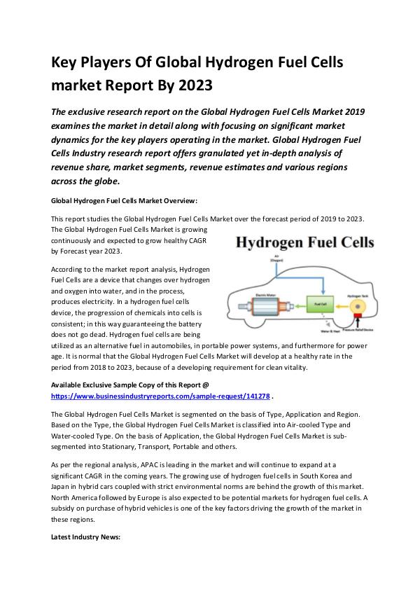 Market Research Reports Global Hydrogen Fuel Cells Market Report 2019-conv