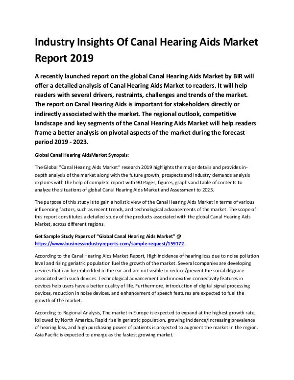 Global Canal Hearing Aids Market Report 2019-conve
