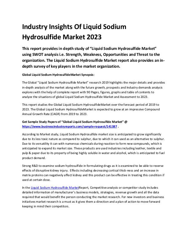 Global Liquid Sodium Hydrosulfide Market Report 20