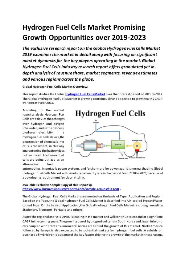 Global Hydrogen Fuel Cells Market Report 2019