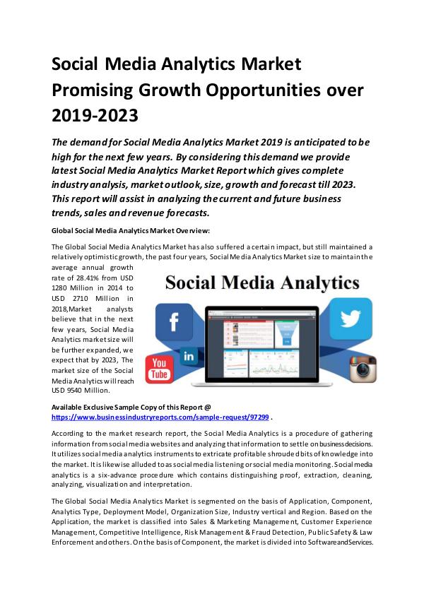 Market Research Reports Global Social Media Analytics Market Report 2019