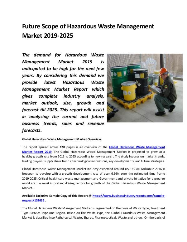 Market Research Reports Global Hazardous Waste Management Market