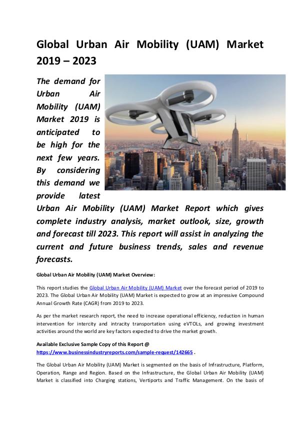 Market Research Reports Global Urban Air Mobility (UAM) Market 2019 - 2023