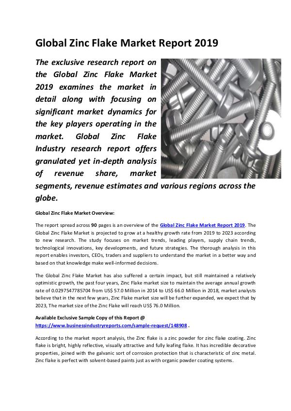 Market Research Reports Global Zinc Flake Market Report 2019