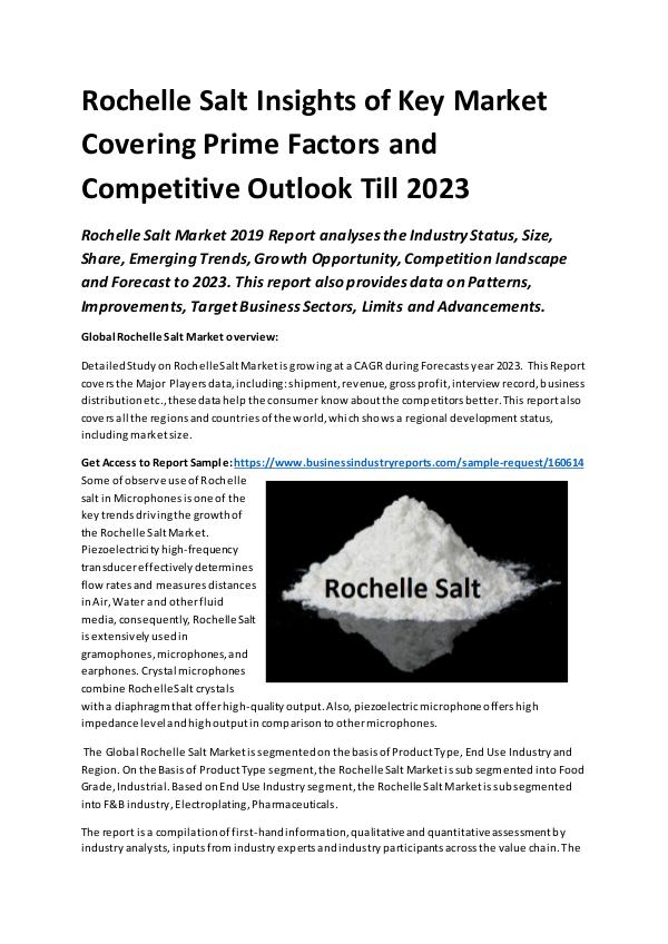 Market Research Reports Global Rochelle Salt Market Report 2019