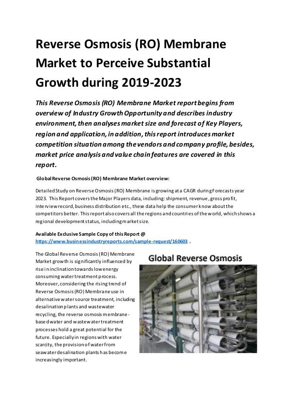 Global Reverse Osmosis (RO) Membrane Market Report