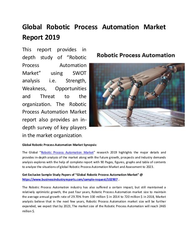Market Research Reports Global Robotic Process Automation Market Report 20