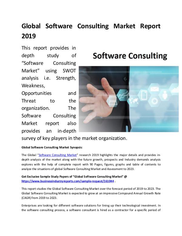 Market Research Reports Global Software Consulting Market Report 2019