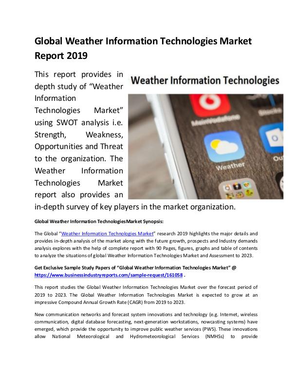 Market Research Reports Global Weather Information Technologies Market Rep