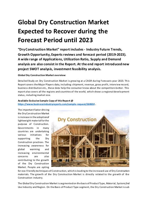 Market Research Reports Global Dry Construction Market Report 2019