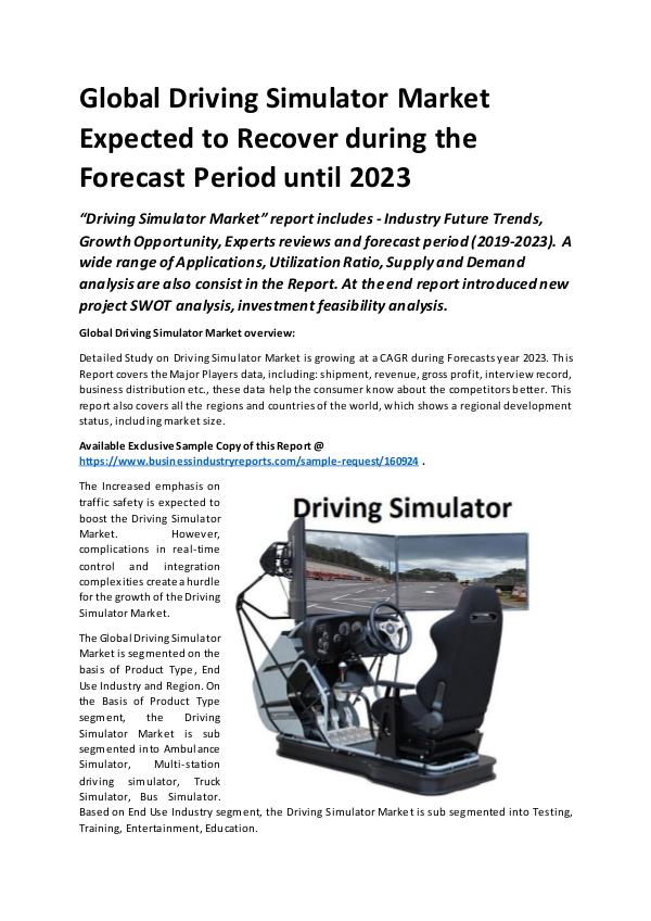 Market Research Reports Global Automotive Driving Simulator Market Report