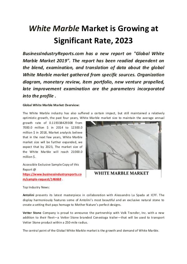 Market Research Reports Global White Marble Market 2019