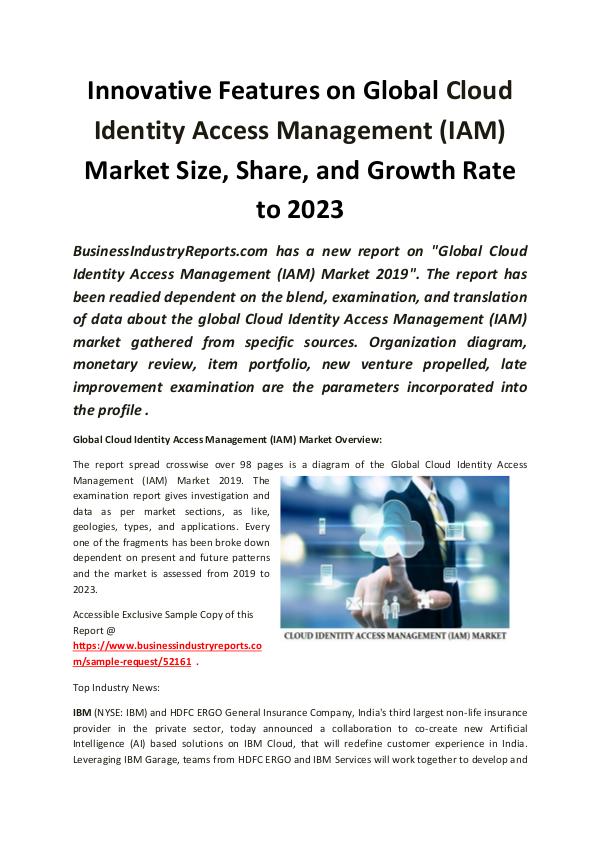 Market Research Reports Global Cloud Identity Access Management Market 201