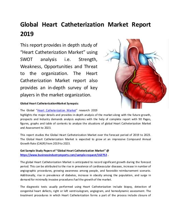 Market Research Reports Global Heart Catheterization Market Report 2019