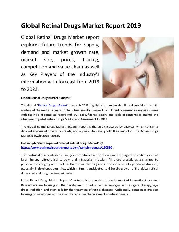 Market Research Reports Global Retinal Drugs Market Report 2019