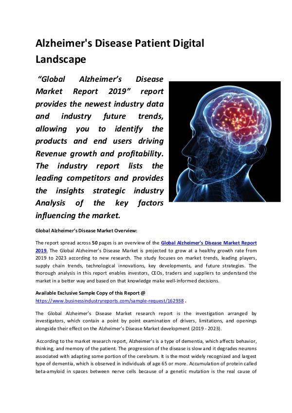 Market Research Reports Alzheimer's Disease Patient Digital Landscape