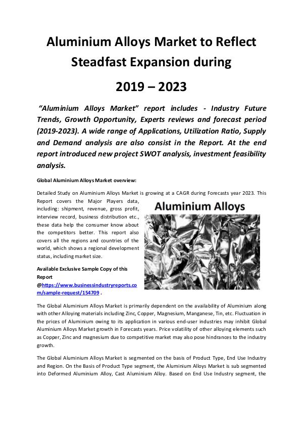 Market Research Reports Global Aluminium Alloys Market 2019