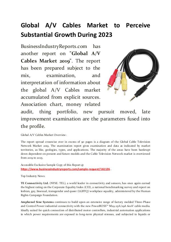 Market Research Reports AV Cables Market 2019