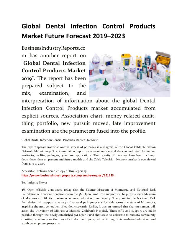 Dental Infection Control Products Market 2019