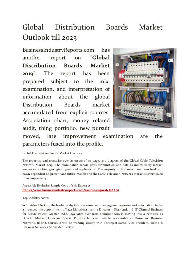 Market Research Reports Distribution Boards Market 2019