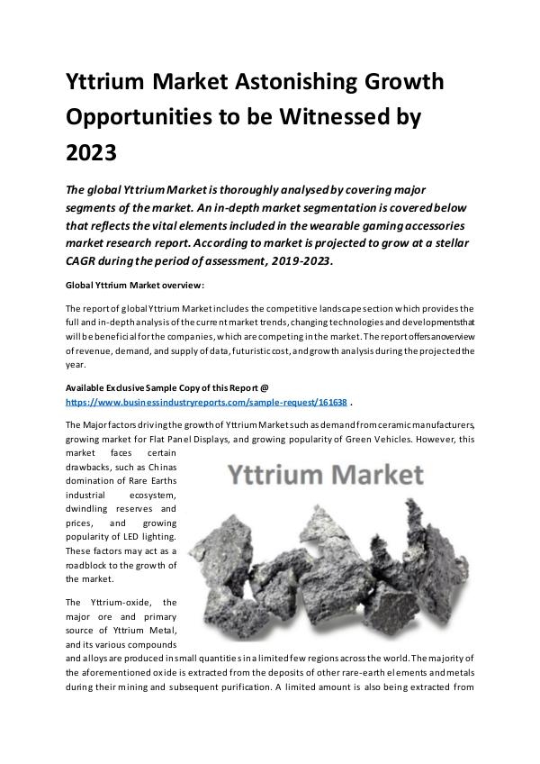 Market Research Reports Global Yttrium Market Report 2019