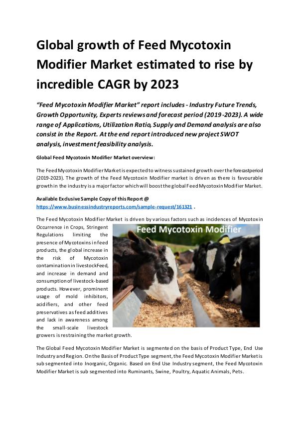 Global Feed Mycotoxin Modifier Market Report 2019