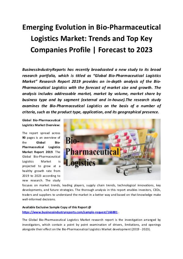 Global Bio-Pharmaceutical Logistics Market Report