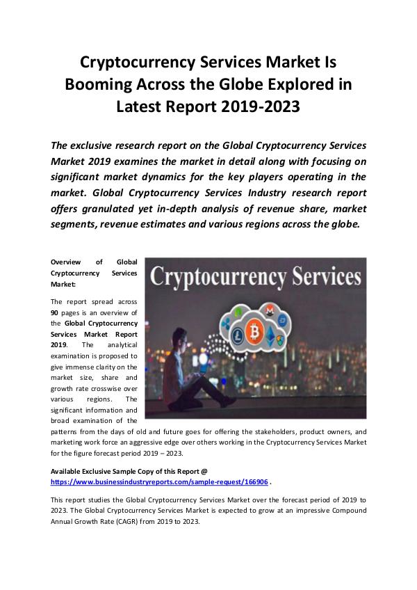Market Research Reports Global Cryptocurrency Services Market Report 2019