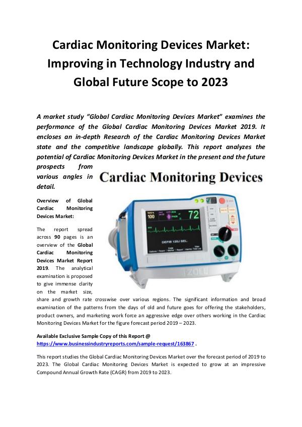 Market Research Reports Global Cardiac Monitoring Devices Market Report 20
