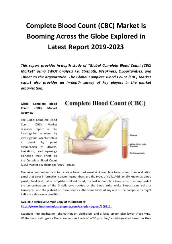 Market Research Reports Global Complete Blood Count (CBC) Market Report 20