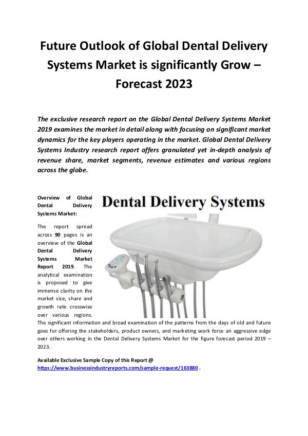 Global Dental Delivery Systems Market Report 2019