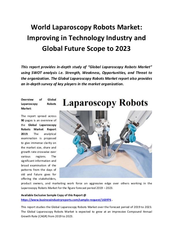 Market Research Reports Global Laparoscopy Robots Market Report 2019