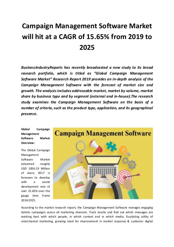 Market Research Reports Global Campaign Management Software Market 2019