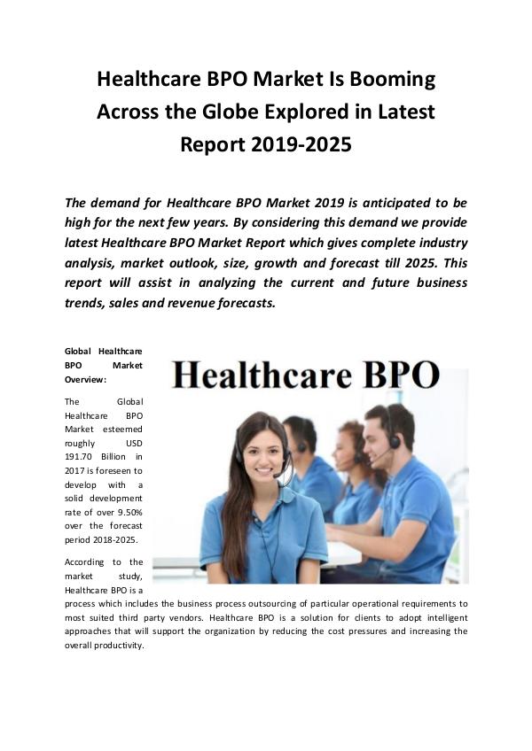 Market Research Reports Global Healthcare BPO Market 2019